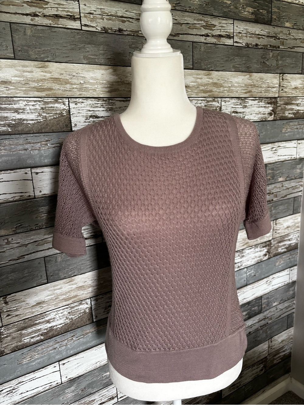 New York & Company Sleeve Knit Top Brown Workwear Casual Office Womens Size XS
